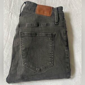Madewell grey jeans, knee rips
